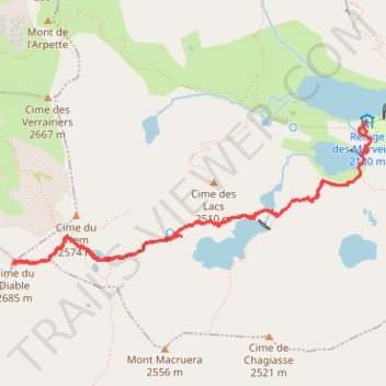 Itinéraire 3- 2025 10 12 - refuge merveilles cime du diable A/R, distance, dénivelé, altitude, carte, profil, trace GPS