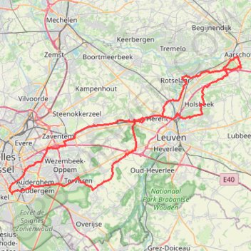 Itinéraire BBB (A) (NE) 102km 675D+ Hageland, distance, dénivelé, altitude, carte, profil, trace GPS