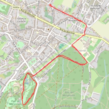 Itinéraire Courir dans le parc de Marimont, distance, dénivelé, altitude, carte, profil, trace GPS