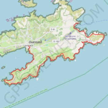Itinéraire Ouessant J2, distance, dénivelé, altitude, carte, profil, trace GPS