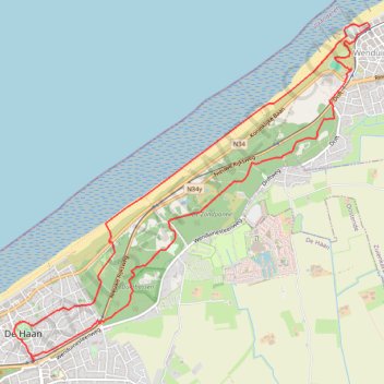 Itinéraire duinbossen_dehaan, distance, dénivelé, altitude, carte, profil, trace GPS