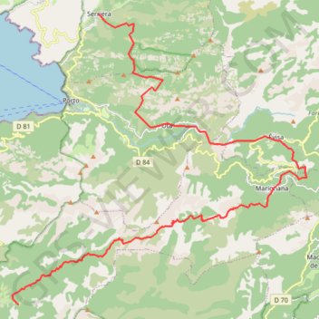 Itinéraire Corse - mare e monti - Marignana, distance, dénivelé, altitude, carte, profil, trace GPS