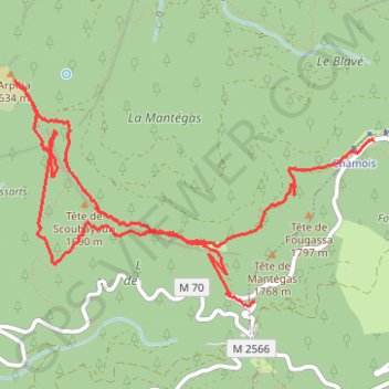 Itinéraire Circuit de l'Arpiha depuis Camp d'Argent, distance, dénivelé, altitude, carte, profil, trace GPS