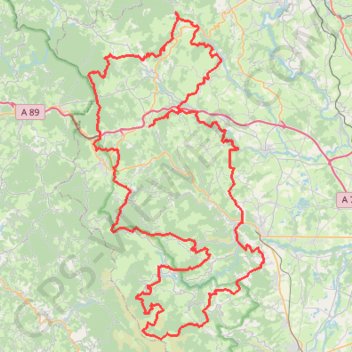 Itinéraire Cornes d'Urfé CDTE Loire, distance, dénivelé, altitude, carte, profil, trace GPS