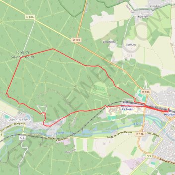 Itinéraire Dourdan carrefour Nemours, distance, dénivelé, altitude, carte, profil, trace GPS