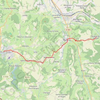 Itinéraire 24 Semur en Auxois-Flavigny sur Ozerain: 19,70 km, distance, dénivelé, altitude, carte, profil, trace GPS