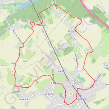 Itinéraire Circuit du Moulin de Vertain - Templeuve-en-Pévèle, distance, dénivelé, altitude, carte, profil, trace GPS
