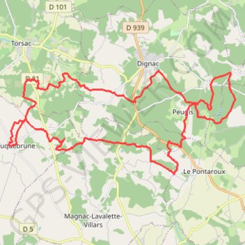 Itinéraire Fouquebrune 35 kms, distance, dénivelé, altitude, carte, profil, trace GPS