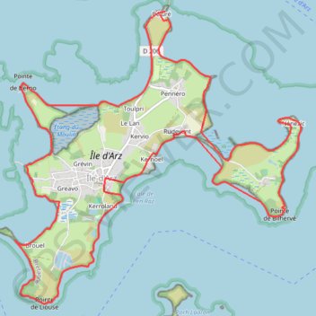 Itinéraire Ile d'Ars, distance, dénivelé, altitude, carte, profil, trace GPS