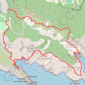Itinéraire Morgiou - Sormiou, distance, dénivelé, altitude, carte, profil, trace GPS