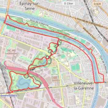 Itinéraire Le parc des Chanteraines, distance, dénivelé, altitude, carte, profil, trace GPS