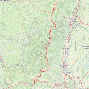Itinéraire GR 76 >> Affoux-Cluny 114Km, distance, dénivelé, altitude, carte, profil, trace GPS