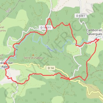 Itinéraire Haut-Languedoc-Agout-Cambon, distance, dénivelé, altitude, carte, profil, trace GPS