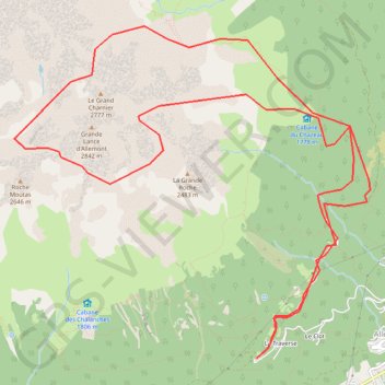 Itinéraire Grande Lance d'Allemont, distance, dénivelé, altitude, carte, profil, trace GPS