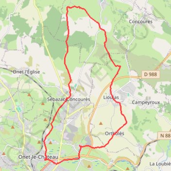 Itinéraire Onet Le Causse, distance, dénivelé, altitude, carte, profil, trace GPS
