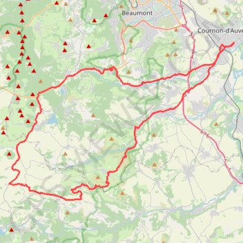 Itinéraire Gorges de la Monne et Vallée de l'Auzon - Cournon-d'Auvergn, distance, dénivelé, altitude, carte, profil, trace GPS