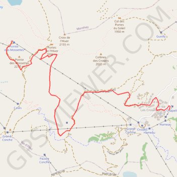 Itinéraire Pointe des Mossettes, distance, dénivelé, altitude, carte, profil, trace GPS