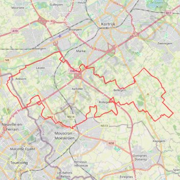 Itinéraire Bellegem - Mouscron, distance, dénivelé, altitude, carte, profil, trace GPS