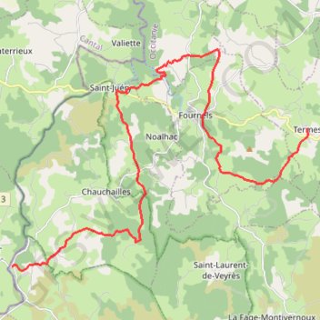 Itinéraire Tour de l'Aubrac - 07 - La Chaldette - Termes, distance, dénivelé, altitude, carte, profil, trace GPS