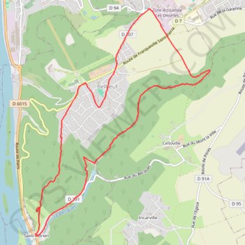 Itinéraire Randonnée Belbeuf, distance, dénivelé, altitude, carte, profil, trace GPS