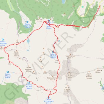 Itinéraire Boucle cabane des espugues, distance, dénivelé, altitude, carte, profil, trace GPS