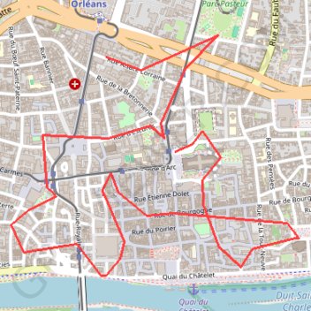Itinéraire Circuit découverte du centre d'Orléans, distance, dénivelé, altitude, carte, profil, trace GPS