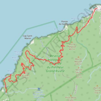 Itinéraire 🚶 Trace de grand rivière a anse couleuvre, distance, dénivelé, altitude, carte, profil, trace GPS