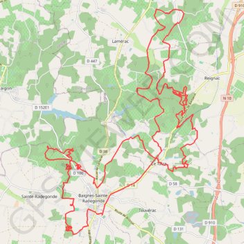 Itinéraire Baignes 47 kms, distance, dénivelé, altitude, carte, profil, trace GPS