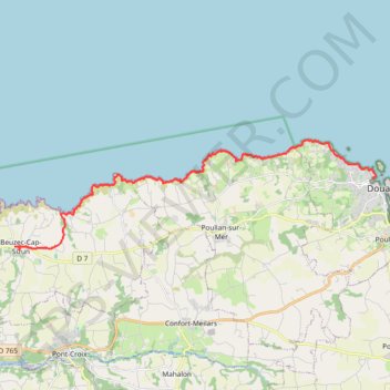 Itinéraire Douarnenez - Beuzec cap suzin, distance, dénivelé, altitude, carte, profil, trace GPS