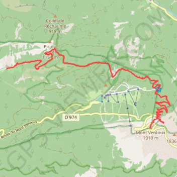 Itinéraire Ascension nord du mont Ventoux par le GR4, distance, dénivelé, altitude, carte, profil, trace GPS