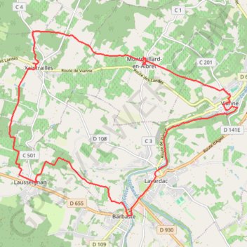 Itinéraire Rando Lavardac, distance, dénivelé, altitude, carte, profil, trace GPS