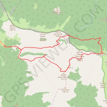 Itinéraire Escapade italienne vers Forca d'Acero, distance, dénivelé, altitude, carte, profil, trace GPS