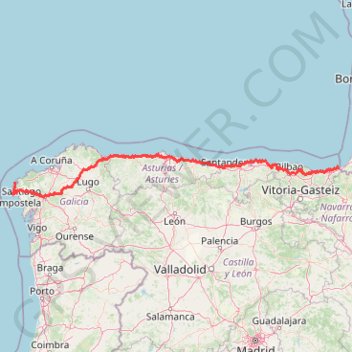 Itinéraire Camino del Norte, distance, dénivelé, altitude, carte, profil, trace GPS