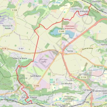 Itinéraire Le long des étangs de Saclay, distance, dénivelé, altitude, carte, profil, trace GPS