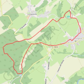 Itinéraire Tohogne - Province du Luxembourg - Belgique, distance, dénivelé, altitude, carte, profil, trace GPS