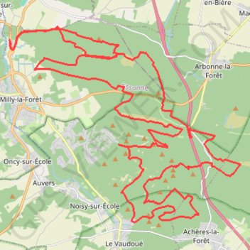 Itinéraire Rando Milly-la-Forêt, distance, dénivelé, altitude, carte, profil, trace GPS