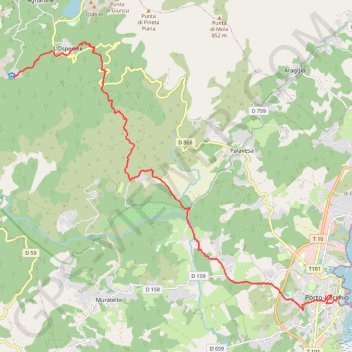 Itinéraire Cartalavonu - Porto-Vecchio, distance, dénivelé, altitude, carte, profil, trace GPS
