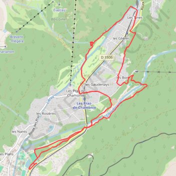 Itinéraire Les Tines - Pont de la Corruaz, distance, dénivelé, altitude, carte, profil, trace GPS