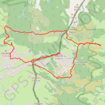 Itinéraire Balerdi y Artubi circular desde Azcarrate, distance, dénivelé, altitude, carte, profil, trace GPS