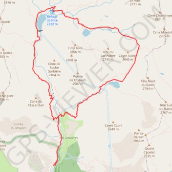 Itinéraire Le lac Autier et le refuge de Nice, distance, dénivelé, altitude, carte, profil, trace GPS