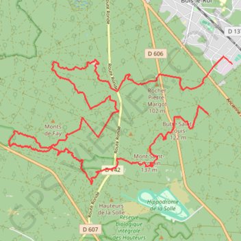 Itinéraire Fontainebleau Rocher Cuvier, distance, dénivelé, altitude, carte, profil, trace GPS