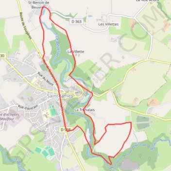 Itinéraire De Saint-James à Saint-Benoit, distance, dénivelé, altitude, carte, profil, trace GPS