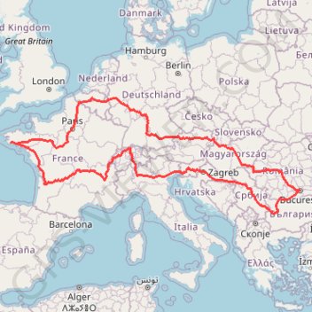 Itinéraire Tour d'Europe, distance, dénivelé, altitude, carte, profil, trace GPS