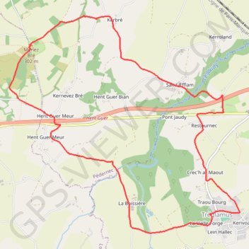 Itinéraire En route vers le Menez Bré, distance, dénivelé, altitude, carte, profil, trace GPS