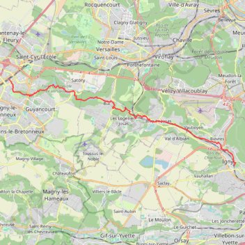 Itinéraire En suivant la Bièvre de Saint-Quentin-en-Yvelines à Igny, distance, dénivelé, altitude, carte, profil, trace GPS