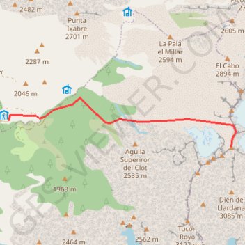 Itinéraire Posets depuis Biadós, distance, dénivelé, altitude, carte, profil, trace GPS