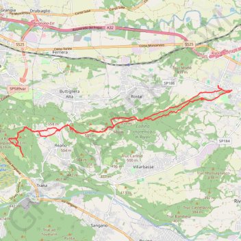 Itinéraire Rivoli-Moncuni, distance, dénivelé, altitude, carte, profil, trace GPS