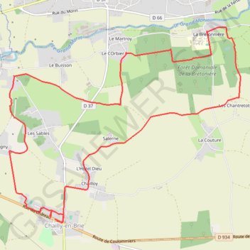 Itinéraire Les lavoirs de Chailly-en-Brie, distance, dénivelé, altitude, carte, profil, trace GPS