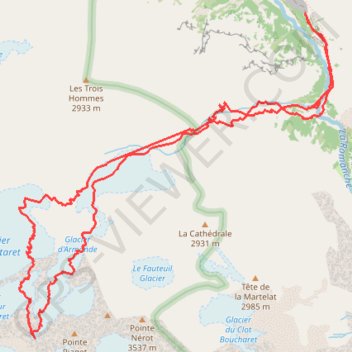 Itinéraire Col Claire, versant Nord, distance, dénivelé, altitude, carte, profil, trace GPS