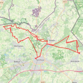 Itinéraire Turnhout Gravel 2025 - 144 km, distance, dénivelé, altitude, carte, profil, trace GPS